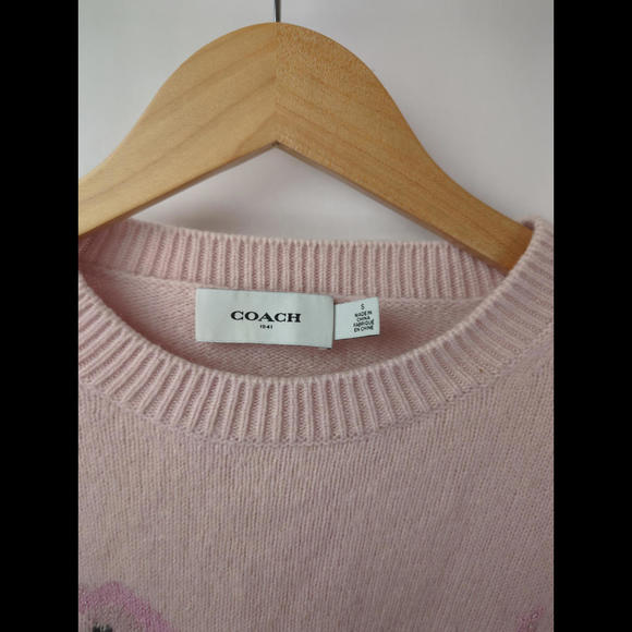[SOLD] COACH Women's Sz US S REXY Pink Wool Cashmere Crewneck Pullover Sweater - Picture 3 of 8